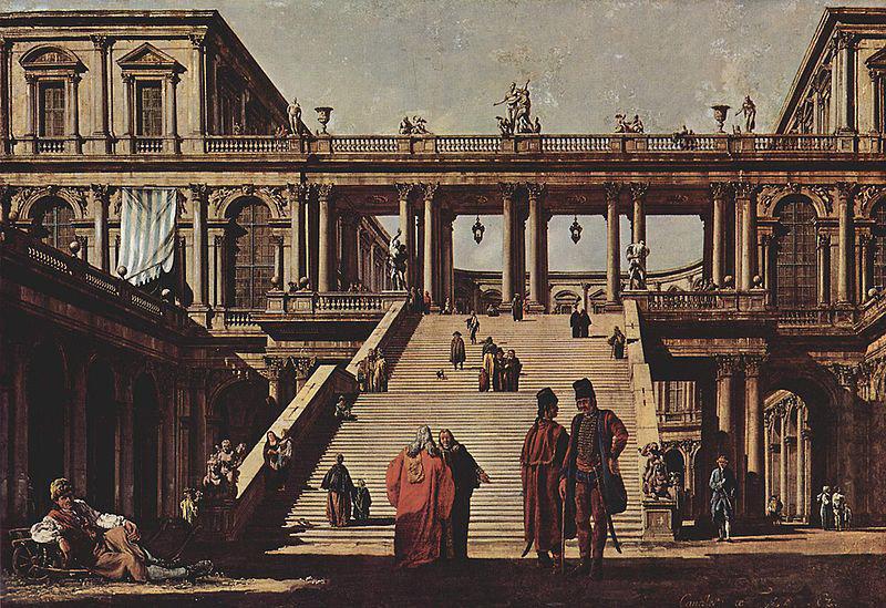 Bernardo Bellotto Capriccio, Palasttreppe oil painting image
